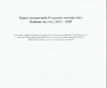 Aktuality / ZÁMER SPRACOVANIA PROGRAMU ROZVOJA OBCE 2015 - 2029
