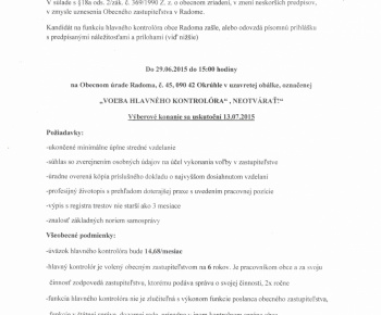 Aktuality / HLAVNÝ KONTROLÓR OBCE RADOMA (8.6.2015)