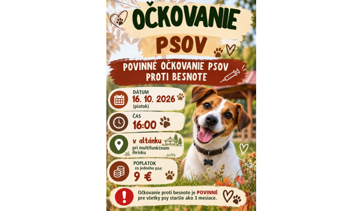 OČKOVANIE PSOV PROTI BESNOTE