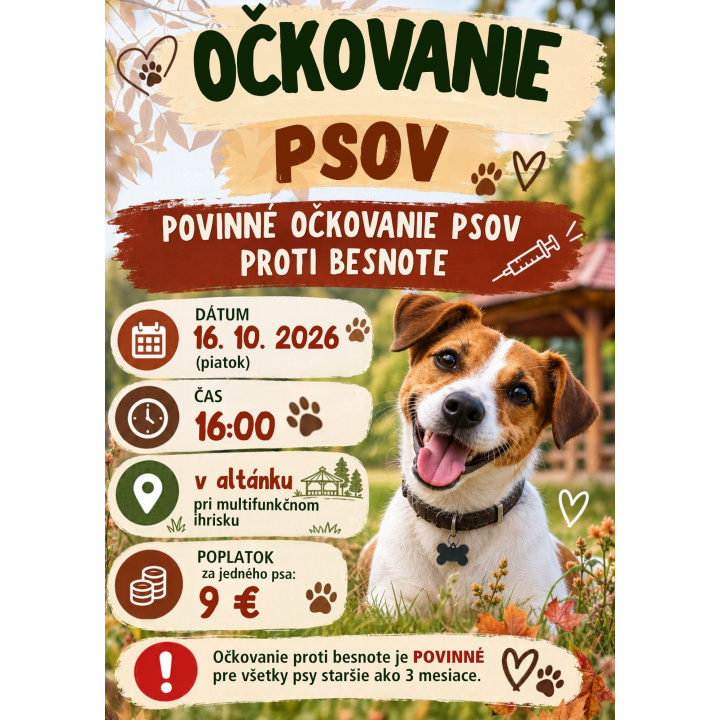 OČKOVANIE PSOV PROTI BESNOTE