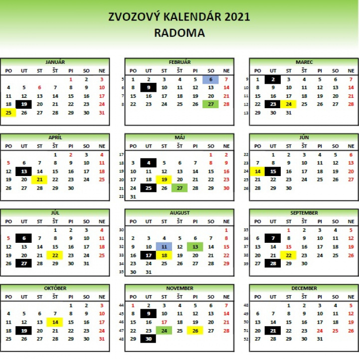 Zvozový kalendár 2021 + Pomôcka pre triedenie