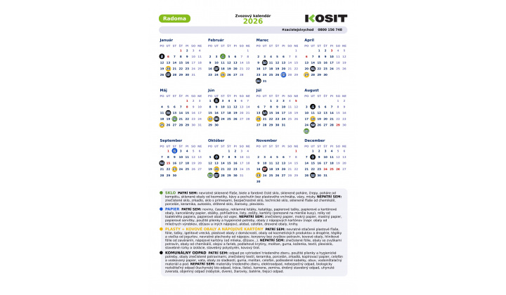 Zvozový kalendár 2026